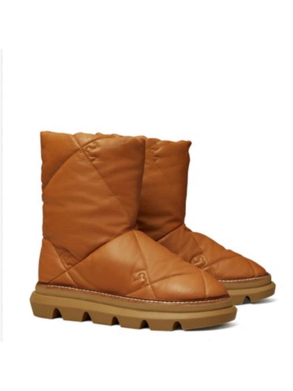 Tory Burch Sleeping Bag Pull On Mid-Calf Boots - Cognac Brown - Picture 4 of 5